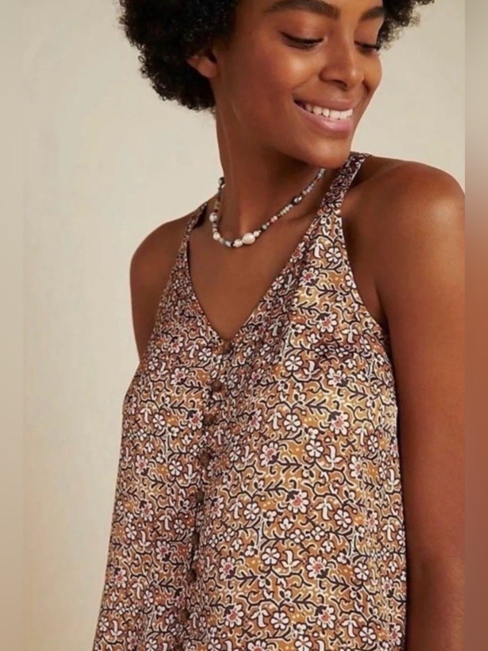 Anthropologie Maeve Aryana Cami 8 NWOT Boho Floral Earthy Silky Camisole Top
